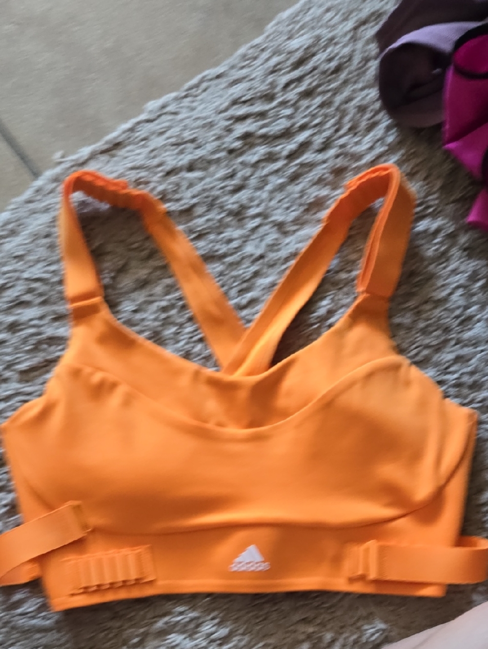 adidas Bright Orange Padded Sports Bra with Wrap Around Strap